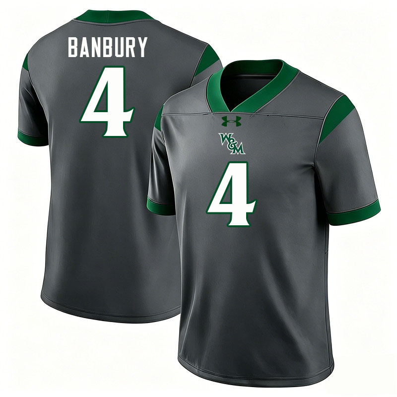 William & Mary Tribe #4 Luke Banbury College Football Jerseys,Uniforms-Grey